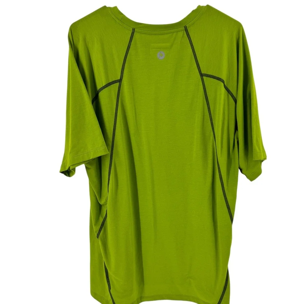 Marmot‎ Mens XXL Performance T-Shirt Lime Green Raglan Stretch Hiking Active Top